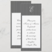 Cartes d'invitation à monogramme et rayures (Devant / Derrière)
