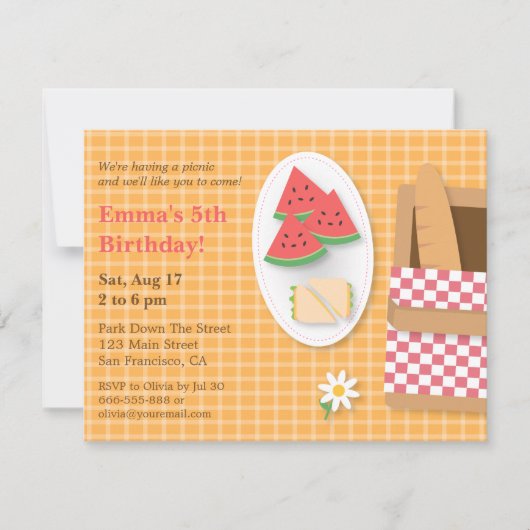 Cartes d'invitation à thème carreau pour une fête (Devant)