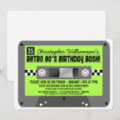 Cartes d'invitation à thème cassette rétro des ann (Devant / Derrière)