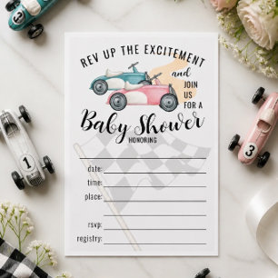 Cartes d'invitation à une baby shower 'Racing Cars