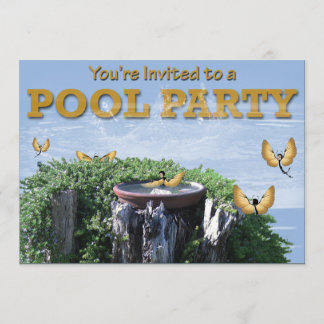 Cartes d'invitation à une fête au bord de la pisci