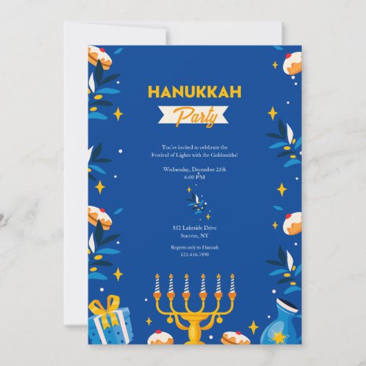 Cartes d'invitation à une fête de Hanoukka (Devant)