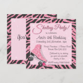 Cartes d'invitation à une fête de roller skating à (Devant / Derrière)