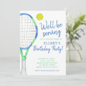 Cartes d'invitation à une fête de tennis en aquare (Debout devant)