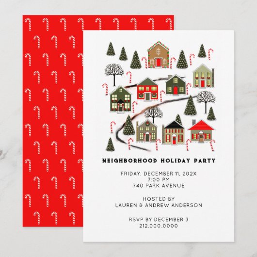 Cartes d'invitation à une fête de vacances (Devant / Derrière)