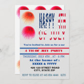 Cartes d'invitation à une fête du 14 juillet Invit (Devant / Derrière)