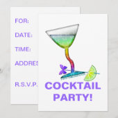CARTES D'INVITATION À UNE FÊTE - MARTINI PAPILLON (Devant / Derrière)