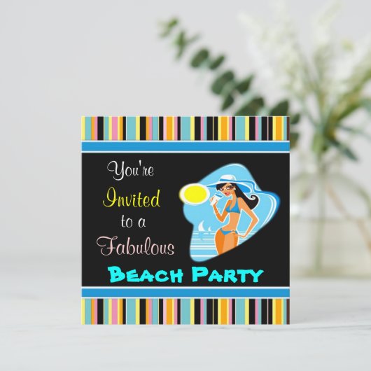 Cartes d'invitation à une fête sur la plage (Debout devant)