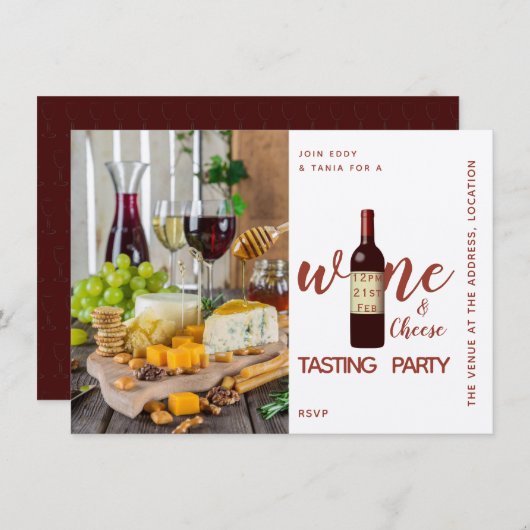 Cartes d'invitation à une soirée de dégustation de (Devant / Derrière)