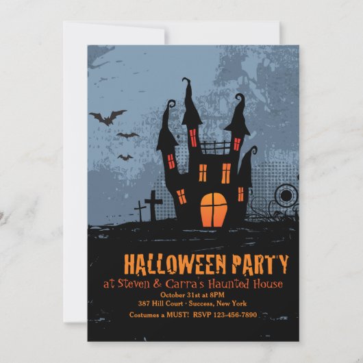Cartes d'invitation à une soirée Halloween dans un (Devant)