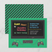 Cartes d'invitation à une soirée jeux vidéo à la t (Devant / Derrière)
