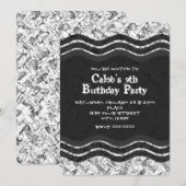 Cartes d'invitation abstraites grunge blanches et  (Devant / Derrière)