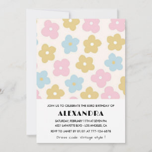 Cartes d'invitation anniversaire 83 ans Retro Flor