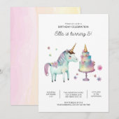 Cartes d'invitation anniversaire licorne imprimabl (Devant / Derrière)