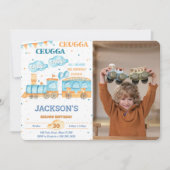 Cartes d'invitation anniversaire photo de train mo (Devant)