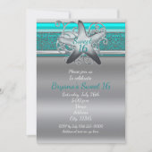 Cartes d'invitation Aqua & Silver Starfish Beach S (Devant)