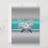 Cartes d'invitation Aqua & Silver Starfish Beach S (Dos)
