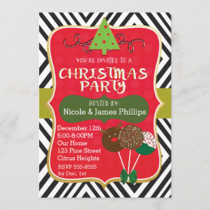 Cartes d'invitation arbre moderne de Noël et cake 