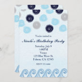 Cartes d'invitation Art de l'aquarelle de vague bl (Devant / Derrière)