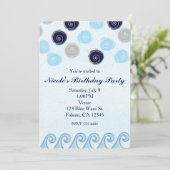 Cartes d'invitation Art de l'aquarelle de vague bl (Debout devant)