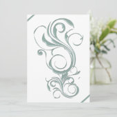 Cartes d'invitation aspect gaufrage Jade Gris (Debout devant)