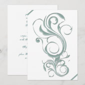 Cartes d'invitation aspect gaufrage Jade Gris (Devant / Derrière)
