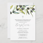 Cartes d'invitation au baptême Branche d'olive rel (Devant)
