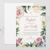 Cartes d'invitation au baptême de fille pour invit (Devant / Derrière)