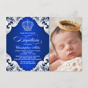 Cartes d'invitation au baptême du prince en bleu r