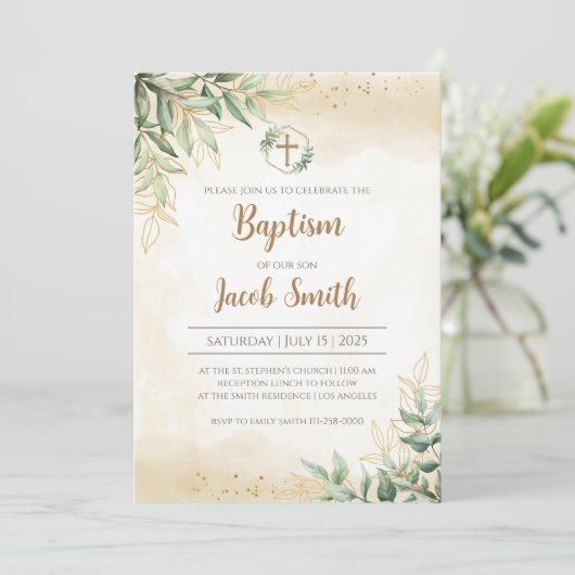 Cartes d'invitation au baptême pour garçon (Debout devant)
