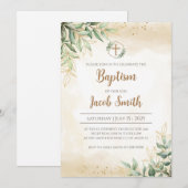 Cartes d'invitation au baptême pour garçon (Devant / Derrière)