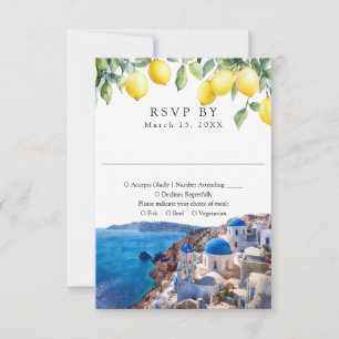 Cartes d'invitation au mariage à Santorin avec aqu