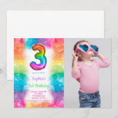 Cartes d'invitation avec des ballons et photos (Devant / Derrière)