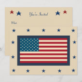 Cartes d'invitation avec drapeau américain patriot (Devant / Derrière)