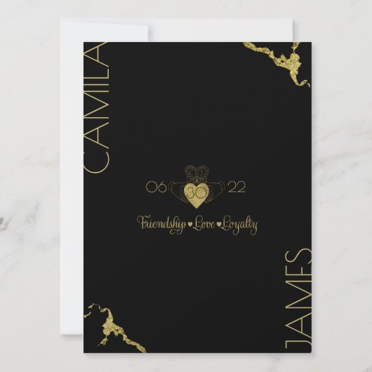 Cartes d'invitation avec monogramme Claddagh (Dos)