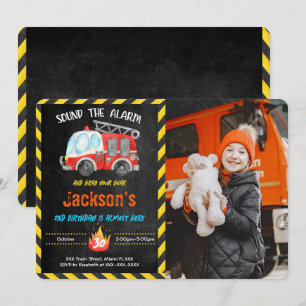 Cartes d'invitation avec photo de camion de pompie