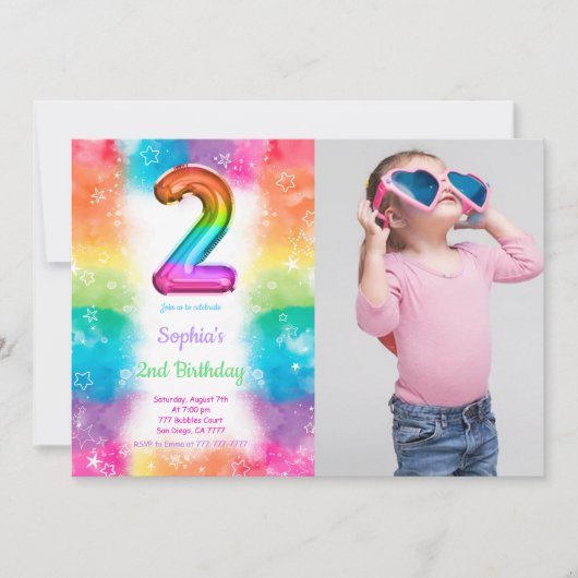 Cartes d'invitation avec photos de ballons (Devant)