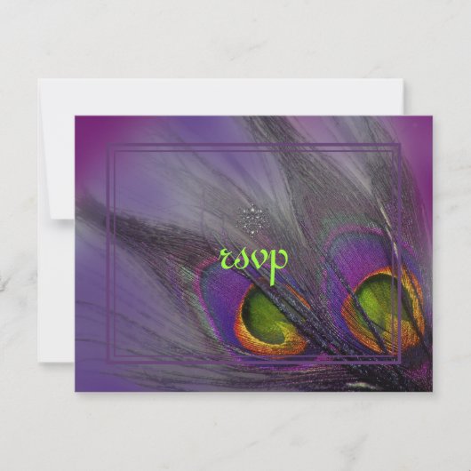 Cartes d'invitation avec plumes de paon/couleurs p (Devant)