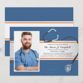 Cartes d'invitation avec stéthoscope 2 (Devant / Derrière)