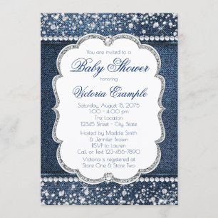 Cartes d'invitation Baby Shower Denim Diamond