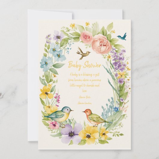 Cartes d'invitation baby shower Flower (Devant)