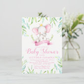 Cartes d'invitation Baby Shower Princesse Eléphant (Debout devant)