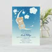 Cartes d'invitation Baby Shower Teddy Bear Moon &  (Debout devant)