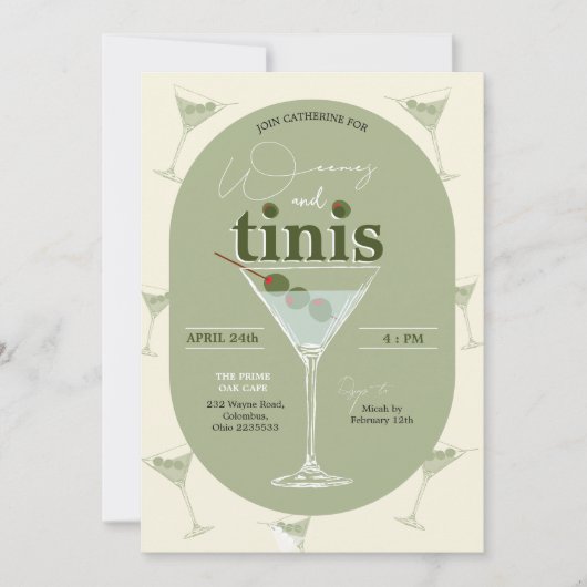 Cartes d'invitation Bachelorette Weenies et Tinis (Devant)