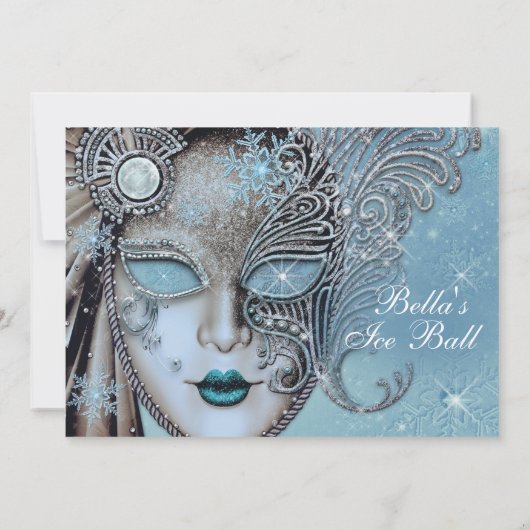 Cartes d'invitation Bal de Masque de Glace Flocon  (Dos)