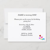 Cartes d'invitation ballons coeurs colorés pour fê (Dos)