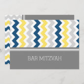 Cartes d'invitation Bar Mitzvah à chevrons jaune b (Devant / Derrière)