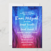 Cartes d'invitation Bar Mitzvah | Bleu Rouge | Feu (Devant)