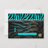 Cartes d'invitation Bar Mitzvah Zebra RSVP PixDezi (Dos)