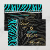 Cartes d'invitation Bar Mitzvah Zebra RSVP PixDezi (Devant / Derrière)